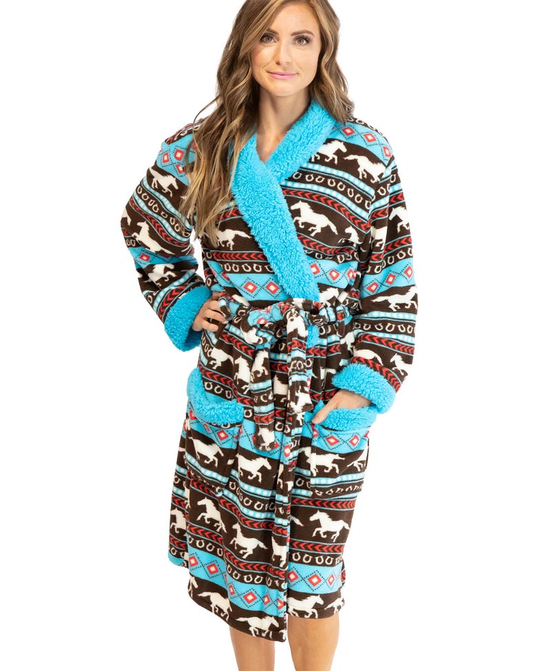 Lazy One Horse Fair Isle LazyOne Ultra-Cozy Bathrobes for Women (L/XL) - Image 1